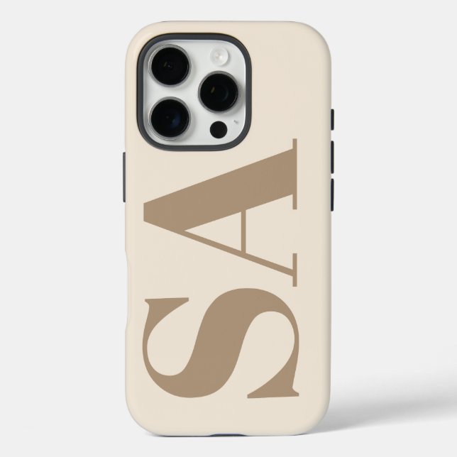 trendiges Antique White mit Monogramm Case-Mate iPhone 16 Pro Hülle (Rückseite)