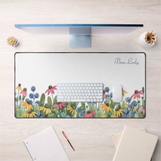 Trendiges, Aquarellfarben-Wildblumen-Grenzmuster Schreibtischunterlage