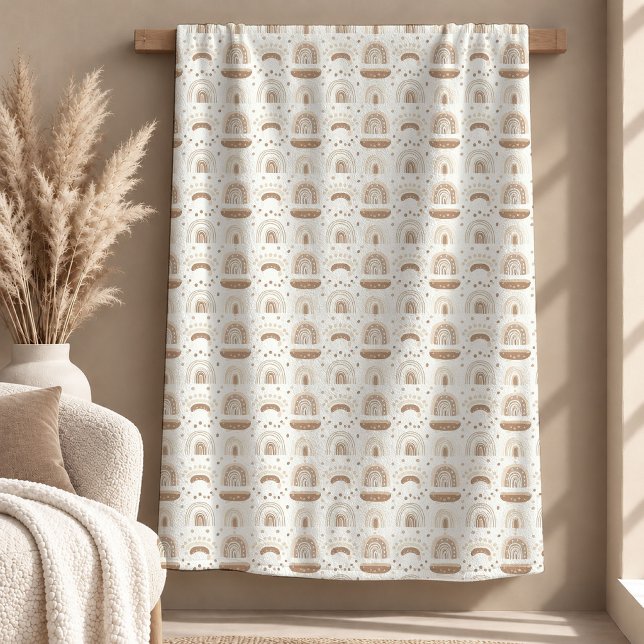 Trendiges Beige Hellbraun Blätter Decke Design Kun (Trendy Beige Light Brown Leaves Blanket Design Art)