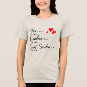 Trendiges benutzerdefiniertes Jahr Mama Oma Ur-Oma Tri-Blend Shirt