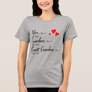 Trendiges benutzerdefiniertes Jahr Mama Oma Ur-Oma Tri-Blend Shirt