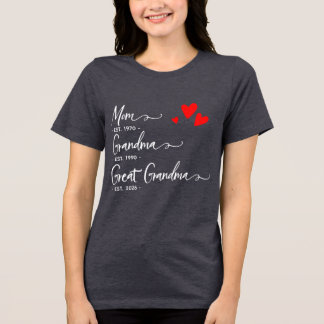Trendiges benutzerdefiniertes Jahr Mama Oma Ur-Oma Tri-Blend Shirt