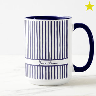 Trendiges Blau Aquarell Mini Streifen Benutzerdefi Tasse