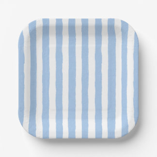 Trendiges Blau gestreift  Pappteller