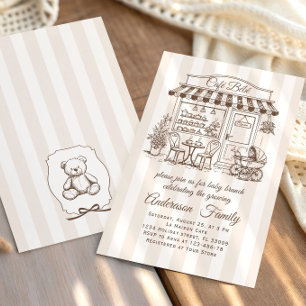 Trendiges Café Bebe Französische Coffeeshop Baby S Einladung
