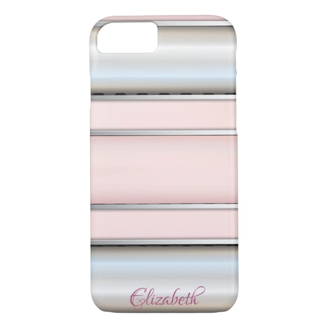 Trendiges Cool gestreiftes Silber - Personalisiert Case-Mate iPhone Hülle (Rückseite)