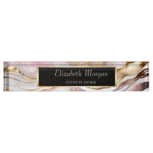 Trendiges Cool Pink Gold Marmor Namensplakette