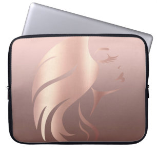 Trendiges Cooles Mädchen Gesicht Silhouette Laptopschutzhülle