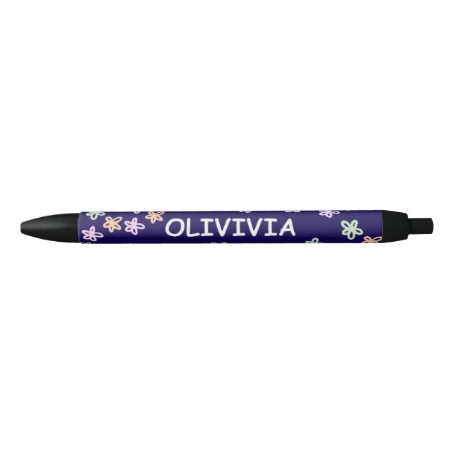 Trendiges Elegantes Blaues Blumenmuster Stift (Vorderseite)