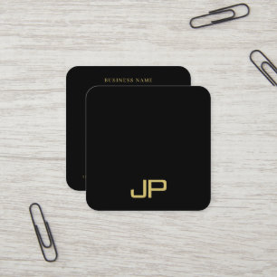 Trendiges Elegantes Template Monogramm Schwarz und Quadratische Visitenkarte