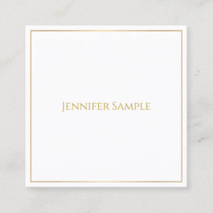 Trendiges elegantes, weißes Template aus Gold Quadratische Visitenkarte