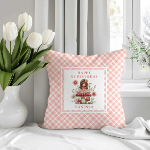 Trendiges Feen-Mädchen-Rosé-Blumen-Geburtstags-Kis Kissen