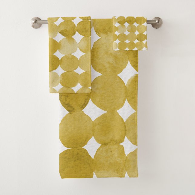 Trendiges, gelbes Punktmuster in Aquarell Badhandtuch Set (Insitu)