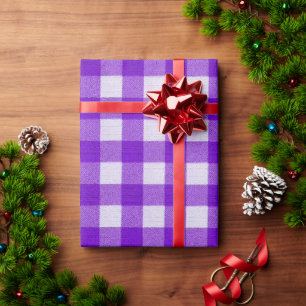 Trendiges Gingham-Tartan-Karo Lila Geschenk Geschenkpapier