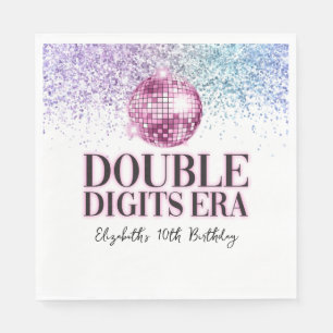 Trendiges Glitter Disco Doppeltes Zahlenzeitalter  Serviette