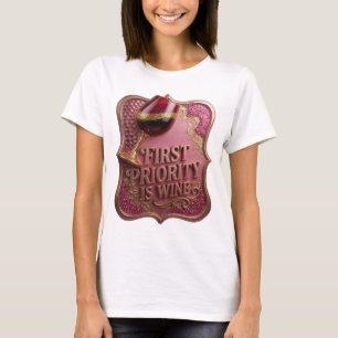 Trendiges Gold ERSTES GEBOT IST WEIN Grafik T-Shir T-Shirt