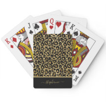 Trendiges Gold Glitzer Leopard Animal Print Monogr