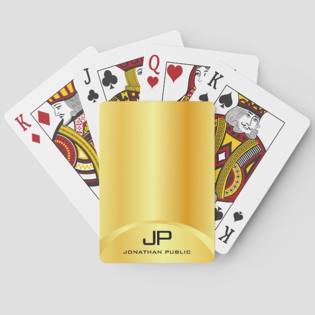 Trendiges Gold-Look Elegante moderne Monogram-Vorl Spielkarten (Rückseite)