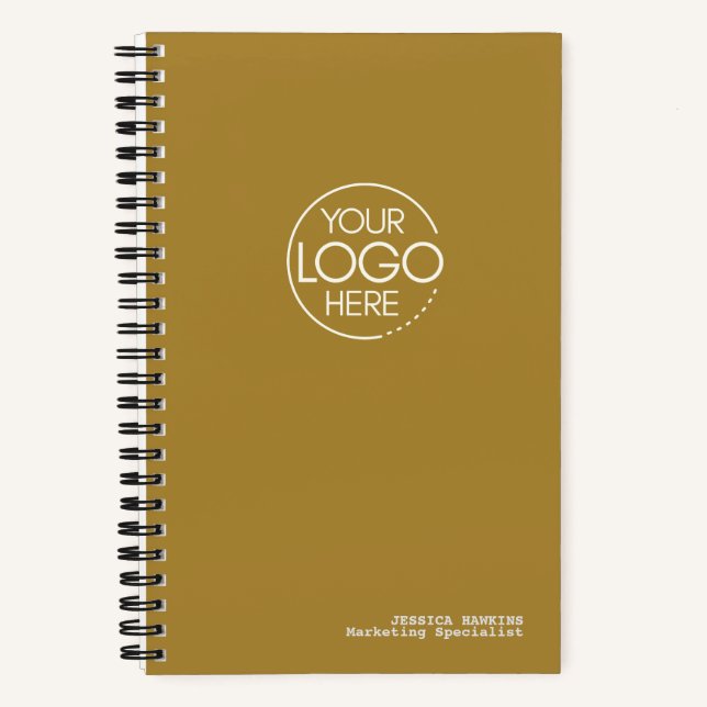 Trendiges Gold Modern Logo Notizbuch (Vorderseite)