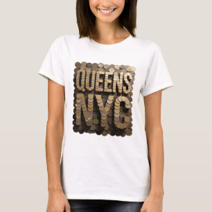 Trendiges Gold QUEENS NYC Statement-Design T-Shirt