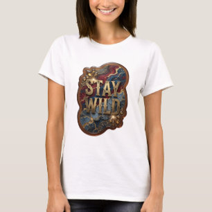 Trendiges Gold STAY WILD Statement-T-Shirt T-Shirt