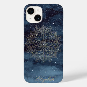 Trendiges goldenes Blumenmandala marineblau Case-Mate iPhone 14 Hülle