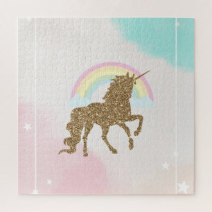 Trendiges goldenes Glitter-Einhorn-Regenbogen