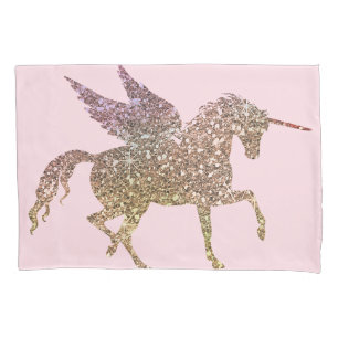 Trendiges goldenes Glitter Funkel Einhorn Pegasus  Kissenbezug