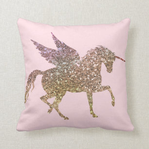 Trendiges goldenes Glitter-Sparkling-Einhorn Pegas Kissen