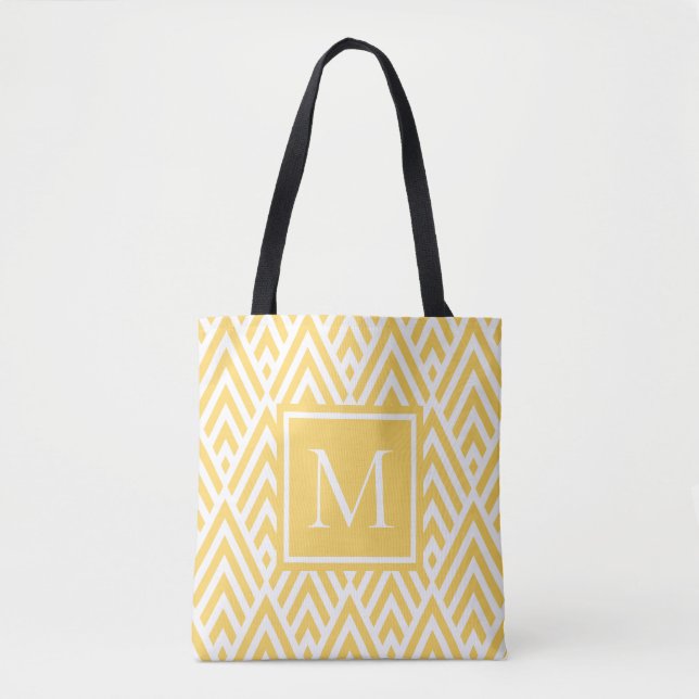 Trendiges goldgelbes Monogram-Diamantmuster Tasche (Vorderseite)