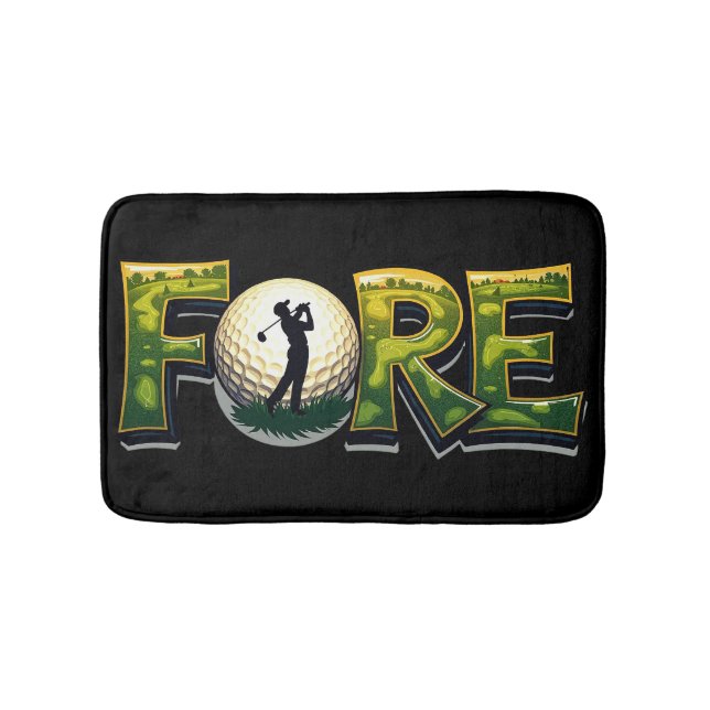 Trendiges Golfdesign mit Golfer-Silhouette Badematte (Vorderseite)