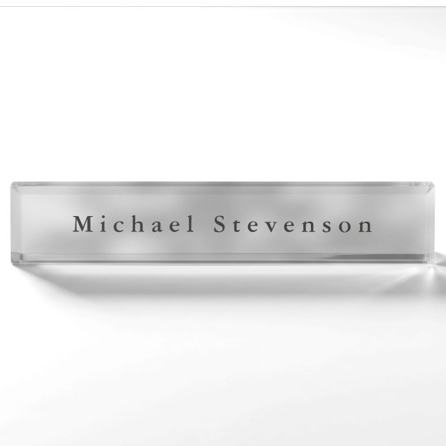 Trendiges Gray Modern Design Einzigartig Persönlic Namensplakette (Vorderseite)