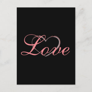 Trendiges Herz Graue Kalligrafie Liebe Hochzeit Postkarte