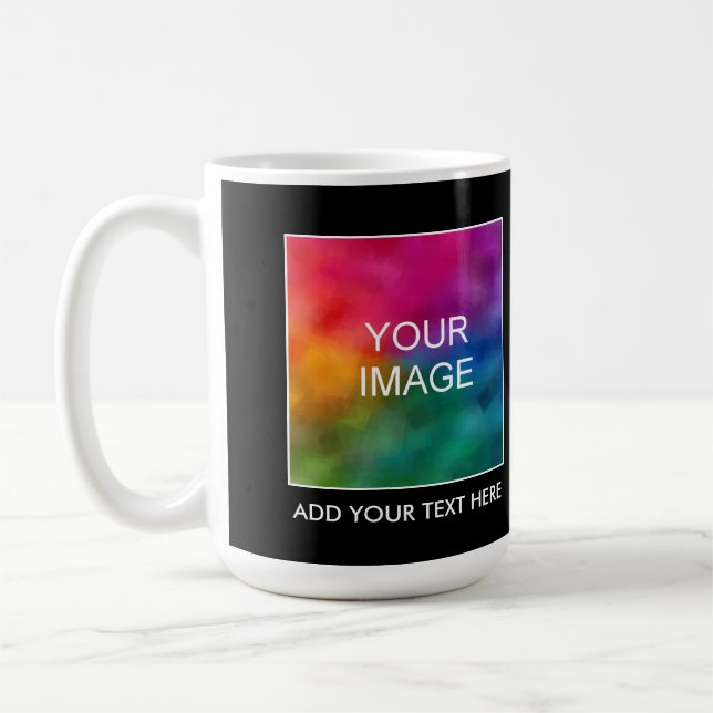 Trendiges Hinzufügen von Foto-Logo-Textname Elegan Kaffeetasse (Links)