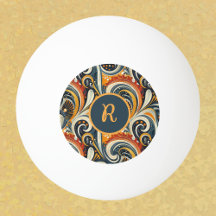 Trendiges Hip Retro Orange Tief Teal Wirbel Monogr