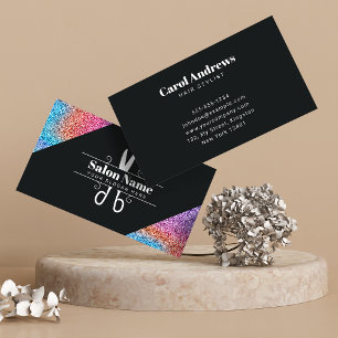Trendiges holografisches Glitter-Friseur-Logo Visitenkarte
