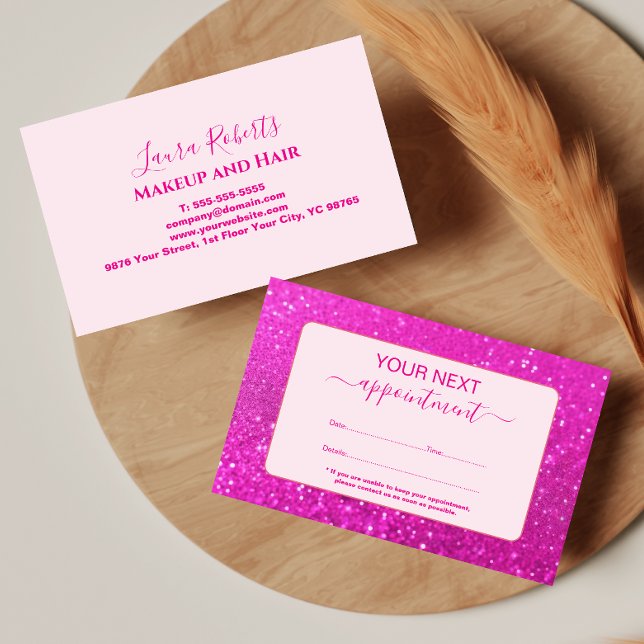 Trendiges Hot Pink Glam Design Terminkarte (Von Creator hochgeladen)