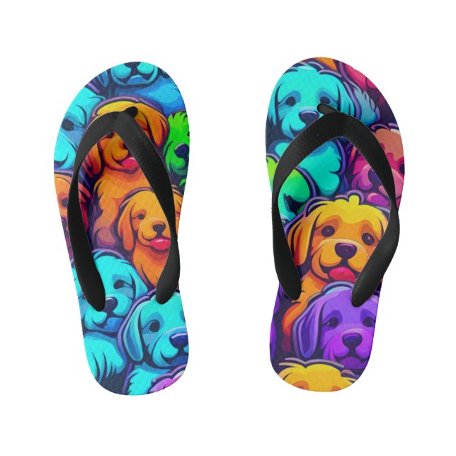 Trendiges Hundemuster für Pet Lovers Kinderbadesandalen (Fußbett)