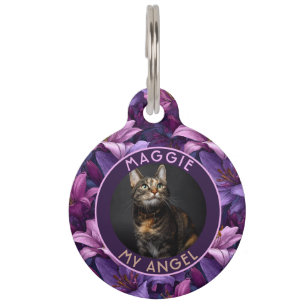 Trendiges Katzen-Vater-Geschenk Lilien-Motiv Haustiermarke