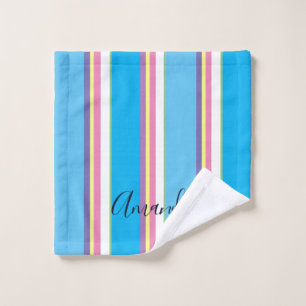 Trendiges kursives monogrammiertes Regenbogenmuste Badhandtuch Set