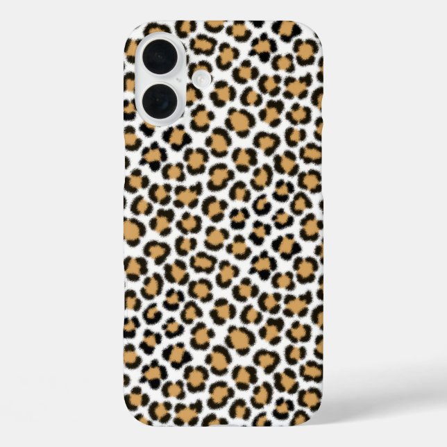 Trendiges Leopard simuliertes Pelzeffekt Wiederhol iPhone 16 Plus Hülle (Rückseite)