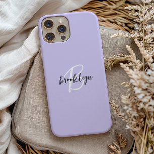 Trendiges Lila Schwarz Weiß Schrift Monogramm  Case-Mate iPhone Hülle