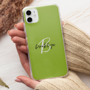 Trendiges Limettengrün Schwarz Weiß Schrift Monogr Case-Mate iPhone Hülle
