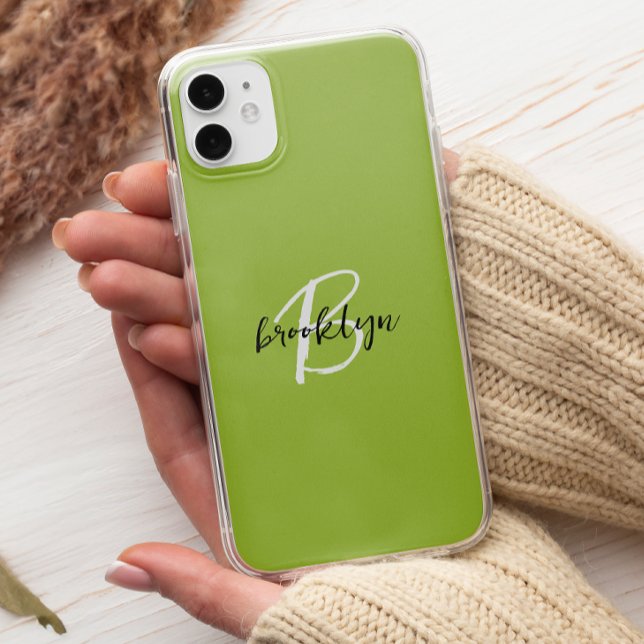 Trendiges Limettengrün Schwarz Weiß Schrift Monogr Case-Mate iPhone Hülle (Von Creator hochgeladen)
