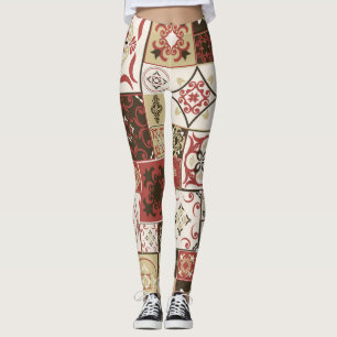 Trendiges Marsala-Marokkanisches Fliesenmuster Leggings