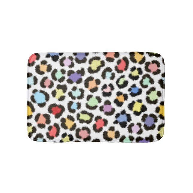Trendiges, mehrfarbiges Leopard-Fur-Effektmuster Badematte (Vorderseite)