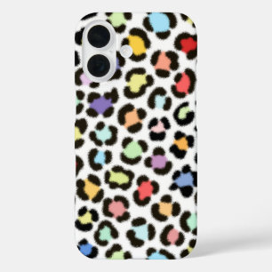 Trendiges, mehrfarbiges Leopard-Fur-Effektmuster iPhone 16 Hülle