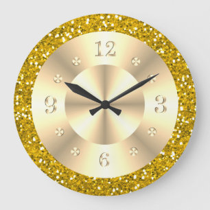 Trendiges metallisches Gold-Glitter Funkeln Glamou Große Wanduhr