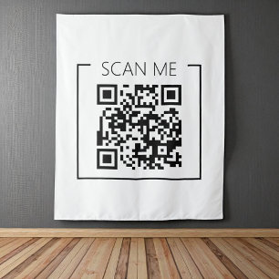 Trendiges minimalistisches QR-Code-Scan-Me-Geschäf Wandteppich