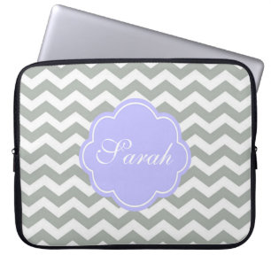 Trendiges, modernes, elegantes graues Chevron-Mono Laptopschutzhülle